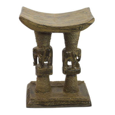 Decorative Cedar Wood Elephant Throne Stool from Ghana