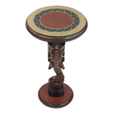 Handcrafted Sese Wood Elephant Accent Table from Ghana