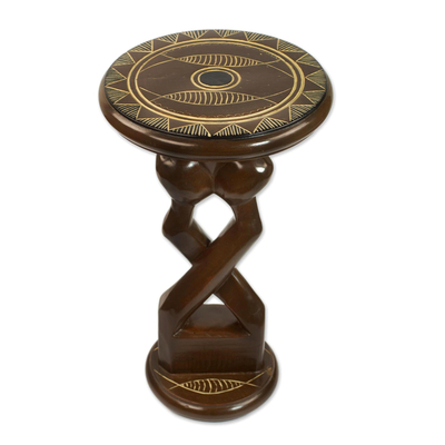 Handcrafted Cedarwood Artistic Accent Table from Ghana
