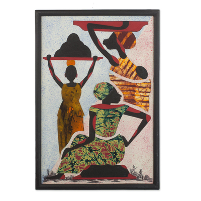 Handcrafted Batik Painting of African People from Guatemala