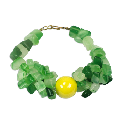 Handmade Agate Beaded Bracelet with Recycled Glass Beads