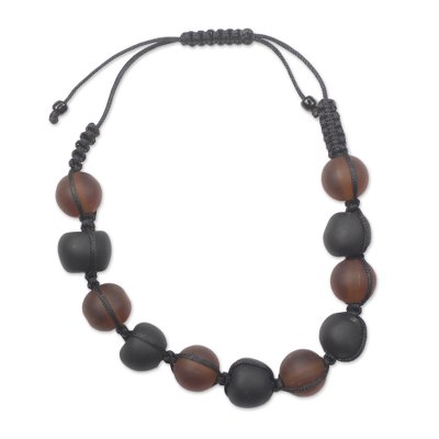 Adjustable Recycled Glass Beaded Bracelet from Ghana