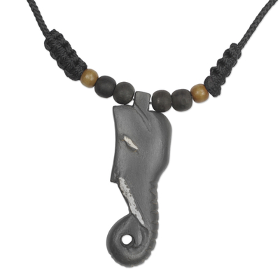 Hand Carved Sese Wood Elephant Pendant Necklace