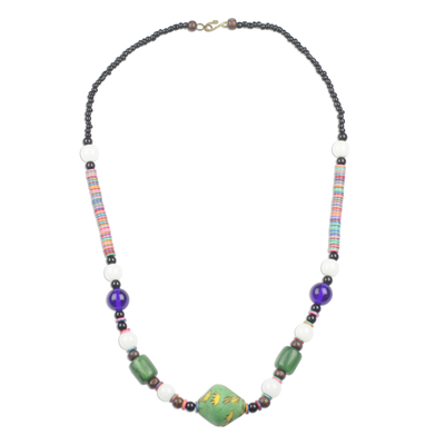 Multi-Colored Glass and Recycled Plastic Beaded Necklace