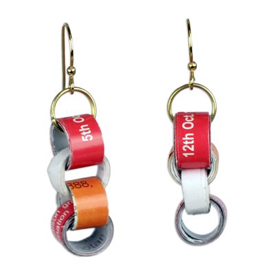 Chain Motif Recycled Paper Dangle Earrings from Ghana