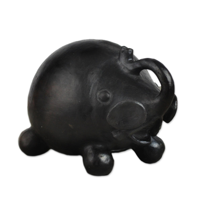 Black Ceramic Jovial Elephant Decorative Sculpture