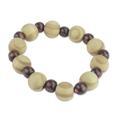 Handcrafted Sese Wood Beaded Stretch Bracelet from Ghana