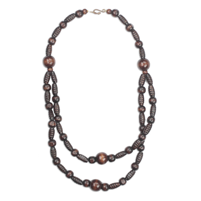 Sese Wood Multi-Strand Beaded Necklace from Ghana