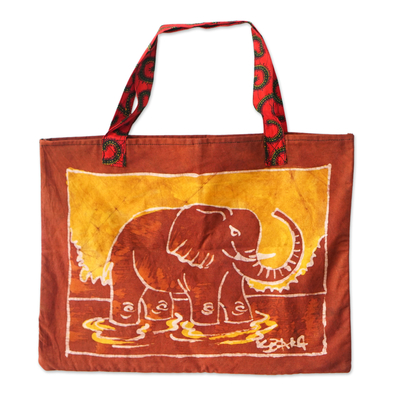 Batik Cotton Elephant Tote Bag from Ghana