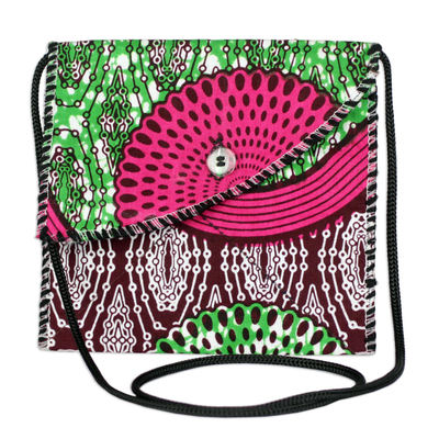 Multicolored Printed Cotton Shoulder Bag from Ghana