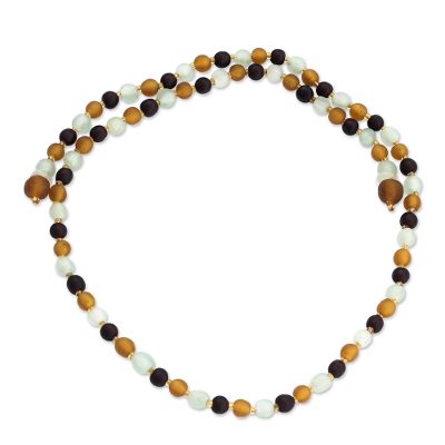 Recycled Glass Beaded Lariat Necklace from Ghana