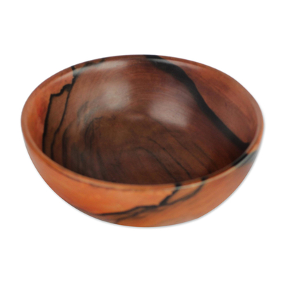 Hand-Carved Polished Ebony Wood Decorative Bowl