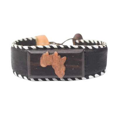 Sese Wood and Leather Pendant Bracelet from Ghana