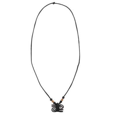 Ebony Wood and Recycled Plastic Adinkra Necklace from Ghana