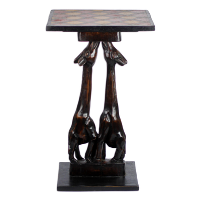 Handcrafted Giraffe Cedar Wood Accent Table from Ghana