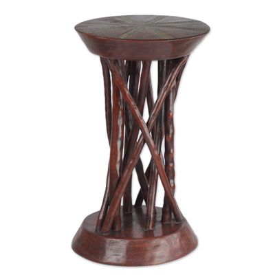 Red Cedar Wood Accent Table Crafted in Ghana