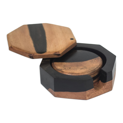Handcrafted Ebony Wood Coasters from Ghana (Set of 4)