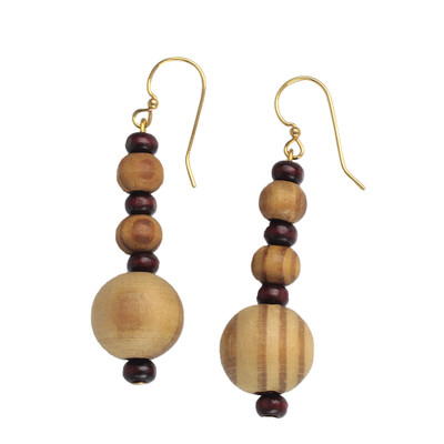Wood and Recycled Plastic Dangle Earrings from Ghana