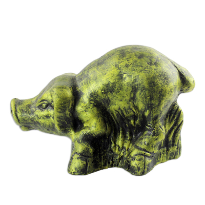 Ceramic Sculpture of a Yellow Pig from Ghana