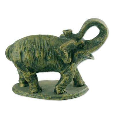 Ceramic Sculpture of an Elephant in Yellow from Ghana