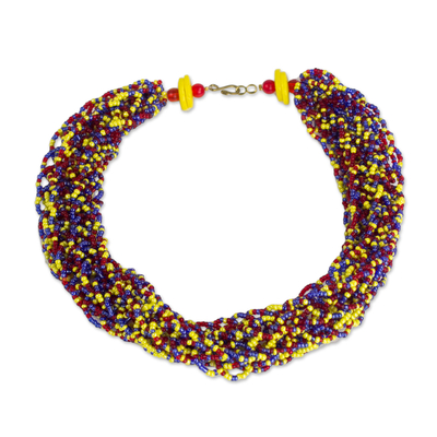Handcrafted Recycled Glass Torsade Statement Necklace