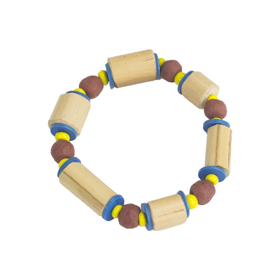 Handcrafted Bamboo Sese Wood Beaded Stretch Bracelet