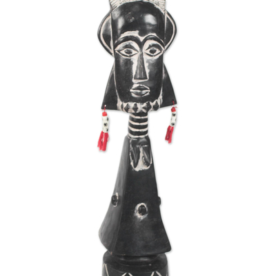 Hand-Carved African Sese Wood Sculpture from Ghana