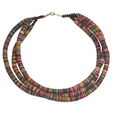 Multi-Colored Recycled Plastic and Glass Beaded Necklace