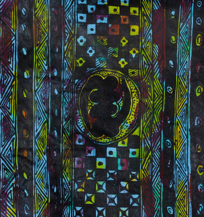 Signed Adinkra-Themed Abstract Painting from Ghana