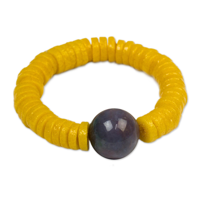 Agate and Recycled Plastic Beaded Stretch Bracelet