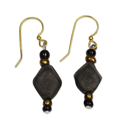 Ceramic and Recycled Plastic Dangle Earrings from Ghana