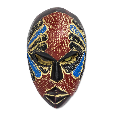African Wood and Aluminum Mask from Ghana
