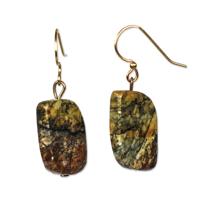 Natural Soapstone Dangle Earrings from Ghana