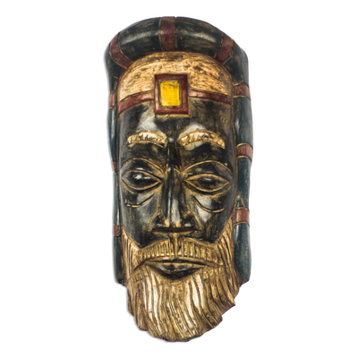 African Wood Roman Priest Mask from Ghana