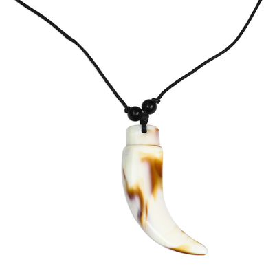 Tusk-Shaped Recycled Plastic Pendant Necklace from Ghana