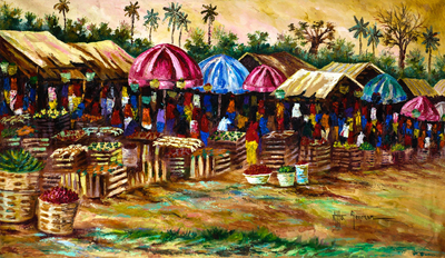 Impressionist African Market Scene Painting (2018)