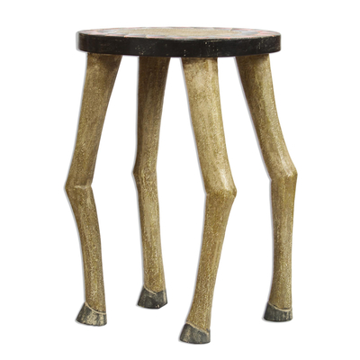 Horse-Themed Sese Wood Accent Table from Ghana
