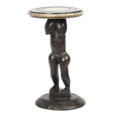 Female Form Sese Wood Accent Table from Ghana