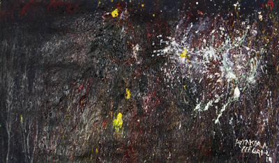 Signed Abstract Painting in Black from Ghana