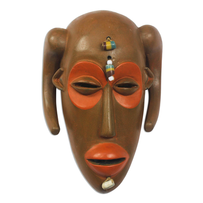 Monkey-Inspired Cultural African Wood Mask from Ghana