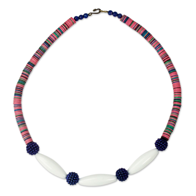Recycled Glass Beaded Necklace from Ghana