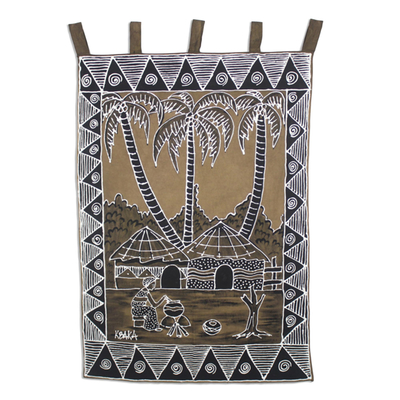 African Village Cotton Wall Hanging