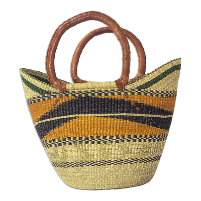 Raffia Basket Style Beach or Shopping Tote Bag