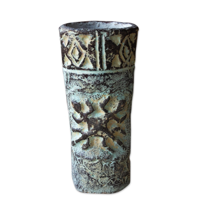 Hand Crafted Decorative Ceramic Crocodile Vase from Africa