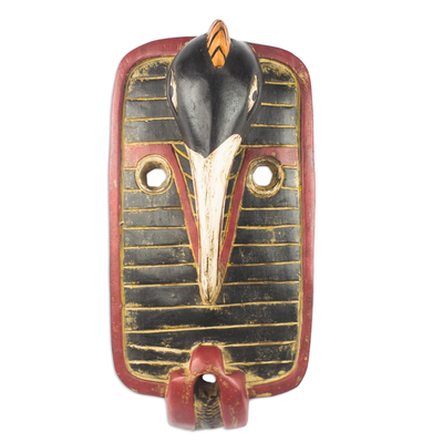 African Sese Wood Hand Carved Bird Mask