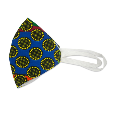 African Sunflower Print 2-Layer Cotton Mask w/Ear Loops