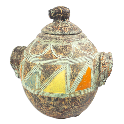 Decorative Elephant-Motif Ceramic Pot