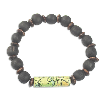 Sese Wood and Recycled Paper Bead Unisex Bracelet