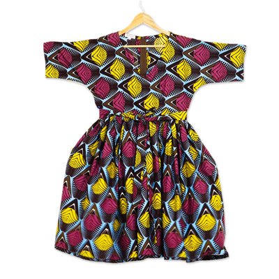 Knee Length Short Sleeved Cotton Dress from Ghana