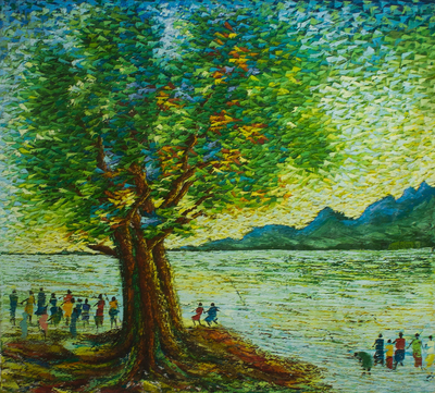 Idyllic Landscape Oil Painting from Ghana